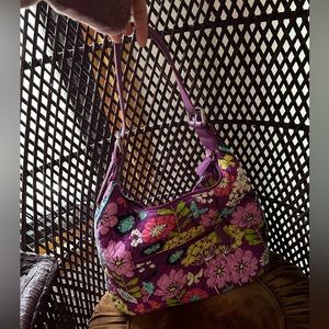 Purple floral shoulder bag